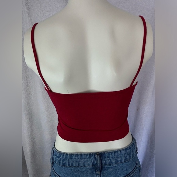 Shein Red Crop Top Cami Tank Top Sleeveless‎ Casual Basic Size M - Picture 2 of 3